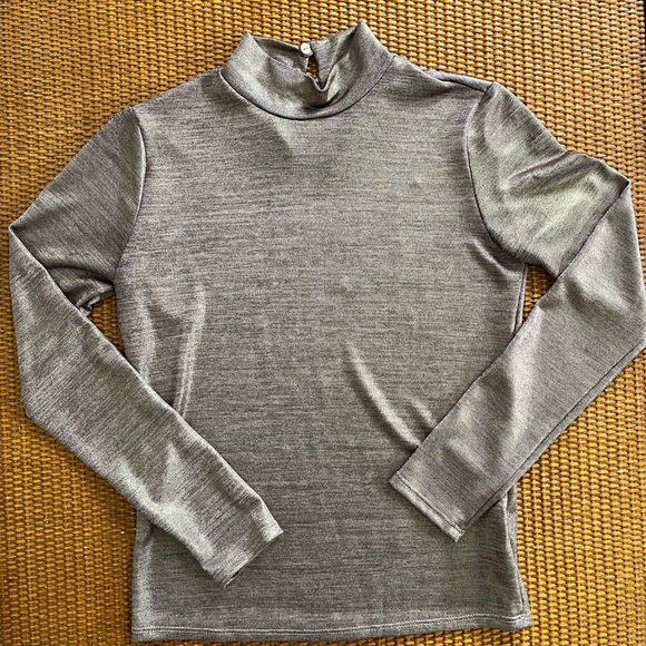 AKIRA Purple/Gold Colour-Shifting Glitter Fitted Turtleneck, size M - Picture 2 of 8